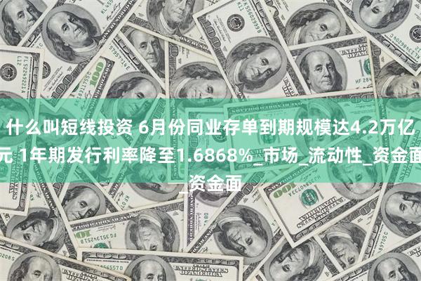 什么叫短线投资 6月份同业存单到期规模达4.2万亿元 1年期发行利率降至1.6868%_市场_流动性_资金面